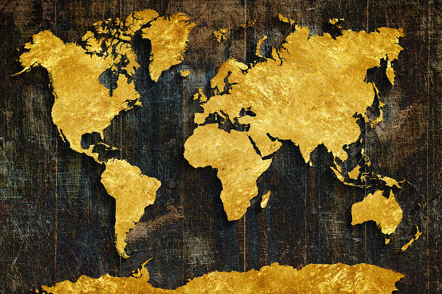 Refined Gold World Map Digital Art by HustleBroIllustrations - Fine Art ...