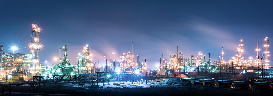 Refinery at blue hour 2 Photograph by Stephen Holst