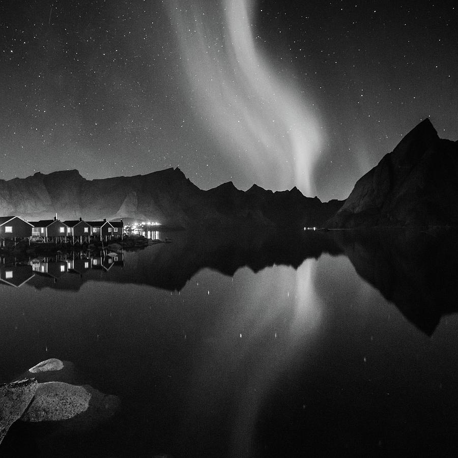 Black And White Photograph - Reflected Aurora by Alexandru Conu