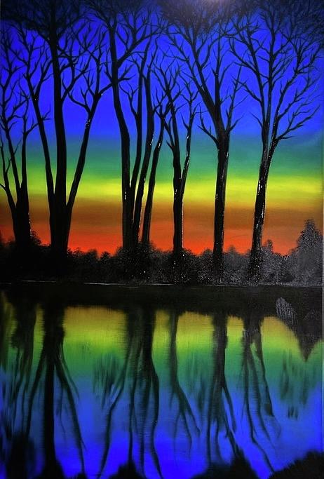 Reflected Trees  Painting by Willy Proctor