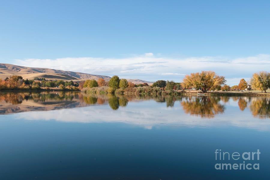 Fall Photograph - Reflecting Autumn Trees and Clouds by Carol Groenen