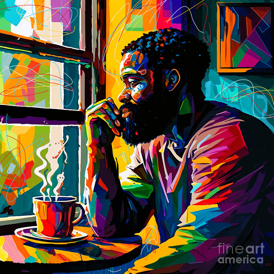 Coffee, Contemplation, and Window Musings I Painting by Crystal Stagg