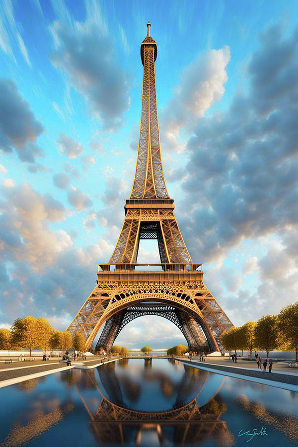 Reflecting Eiffel Tower Digital Art by Chas Sinklier