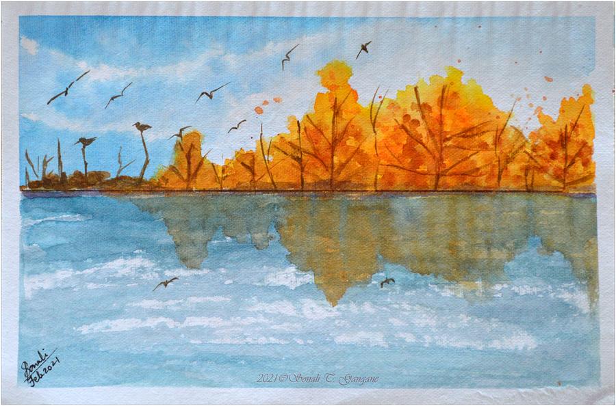 Reflecting Fall Painting by Sonali Gangane