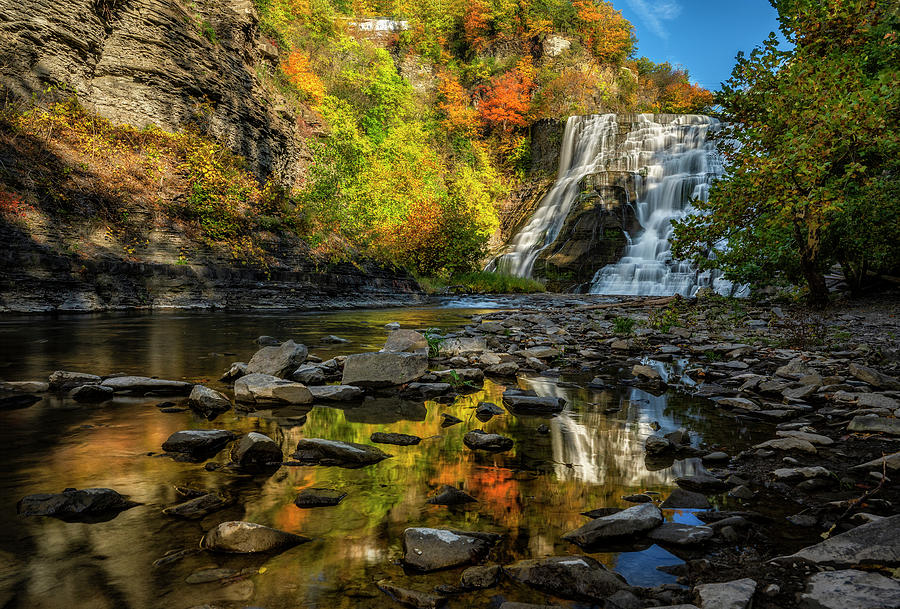 Reflecting Ithaca Falls Photograph by Mark Papke