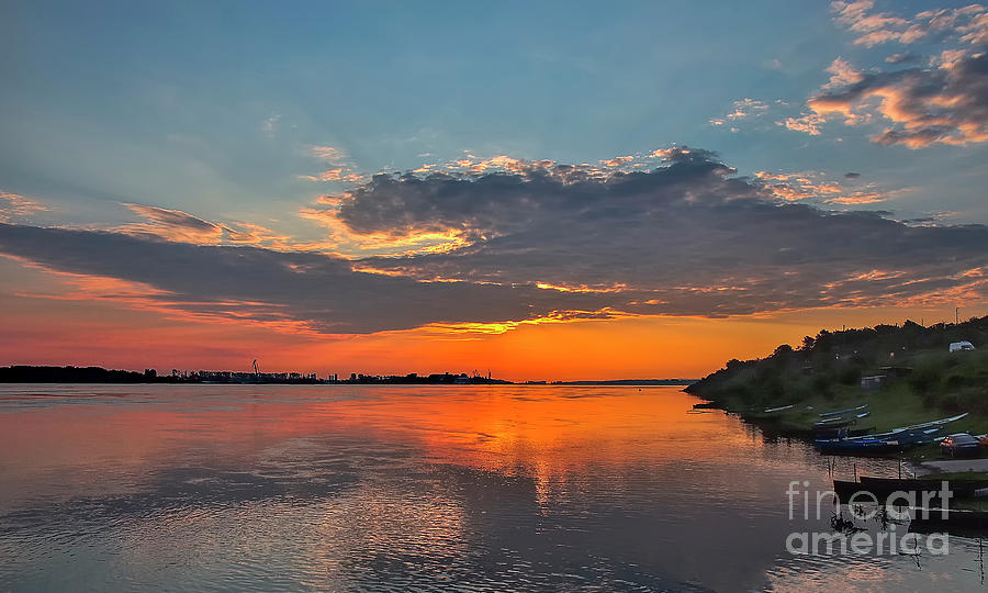 Sunset Photograph - Reflection and magical sunrise by Evmeniya Stankova