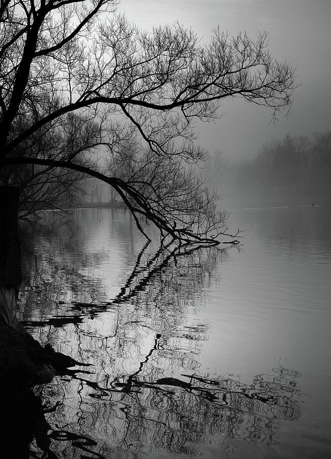 Reflection in Black and White - Grand River, Eaton Rapids, Michigan USA - Photograph by Edward Shotwell Reflection in Black and White - Grand River, Eaton Rapids, Michigan USA - Photograph by Edward Shotwell
