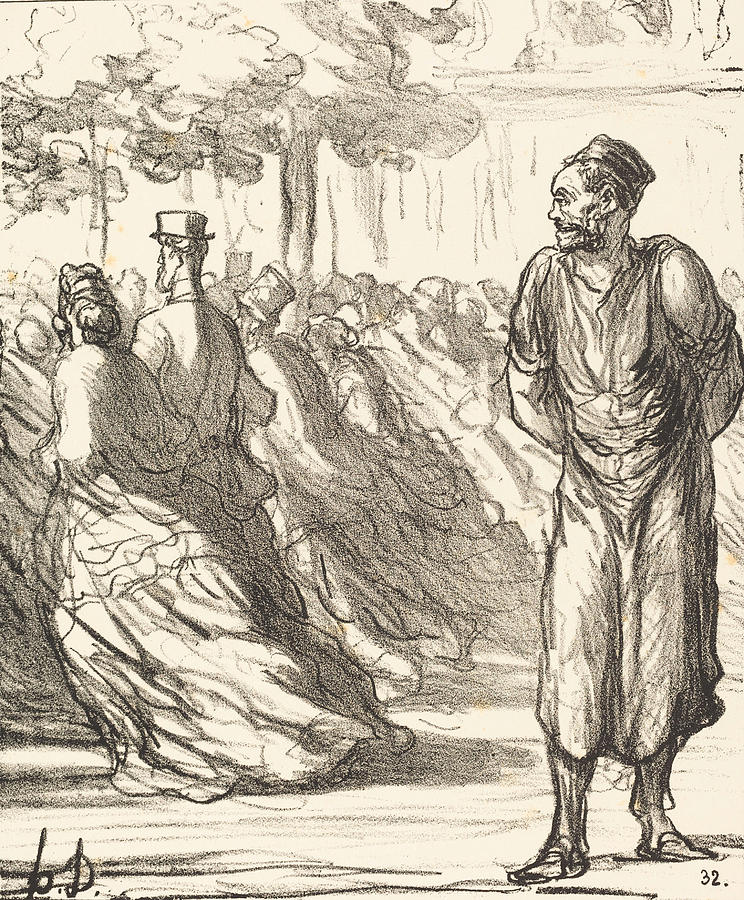 Reflection intime d'un epicier Drawing by Honore Daumier - Pixels