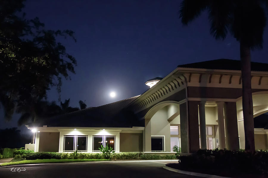 Reflection Lakes - Moonrise over Reflection Lakes Clubhouse  Photograph by Ronald Reid