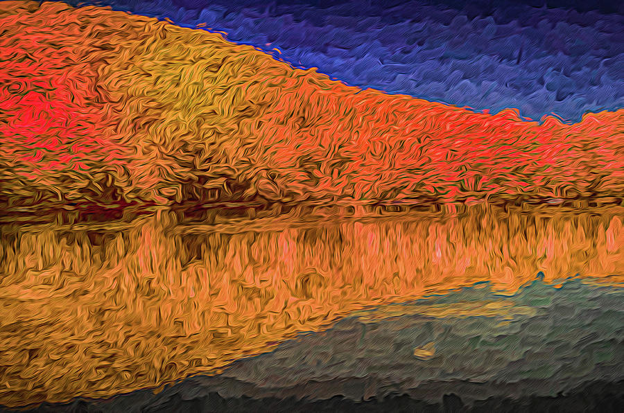 Reflection of a lake in infrared digital art Photograph by Alan Goldberg
