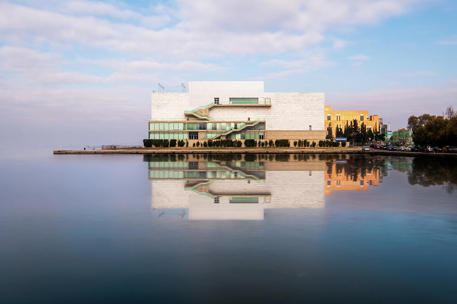 Reflection of Concert Hall Building M2 in Thessaloniki Greece Photograph by Alexios Ntounas
