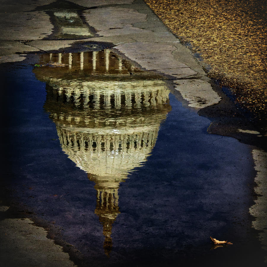Reflection Of The US Capitol Dome Photograph by Elvira Peretsman