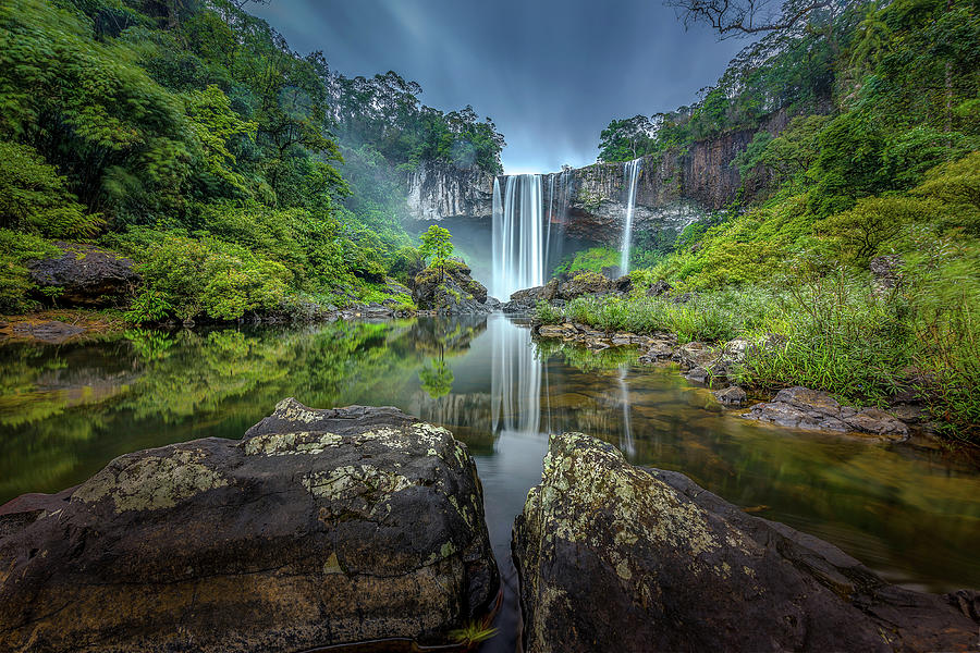 Reflection of the waterfall Photograph by Son Nguyen - Pixels