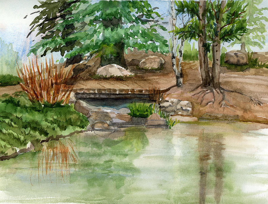 Reflections at Fox Run Park Painting by Martha Lancaster