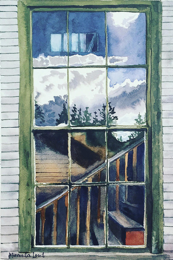 Maine Painting - Reflections in a Maine Window by Miranda Loud