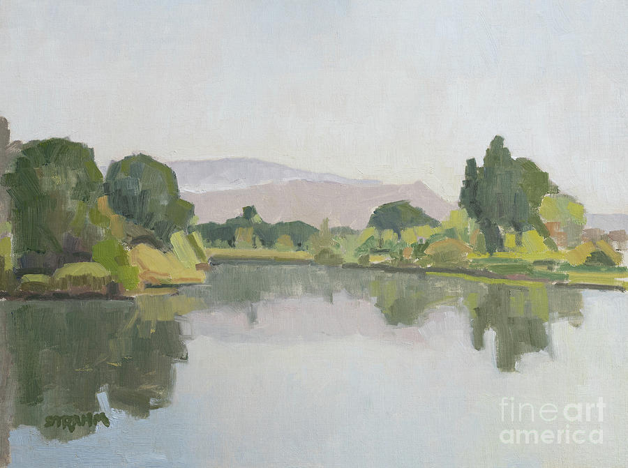Reflections in Hart Park - Bakersfield, California Painting by Paul Strahm