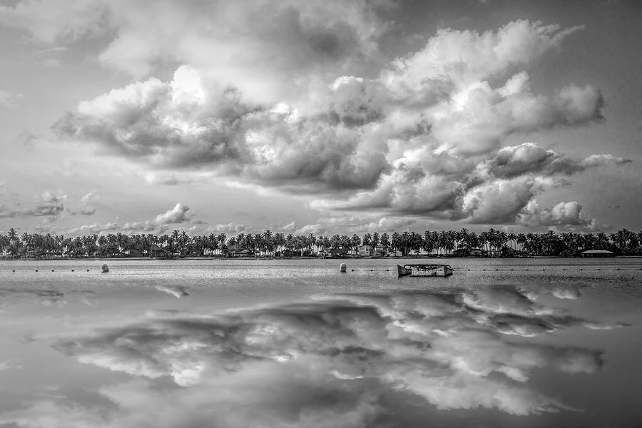 Reflections of Clouds in Black and White Photograph by Debra and Dave Vanderlaan