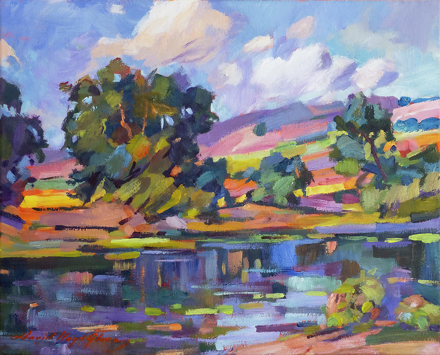 Reflections Of Lake Hemet Painting by David Lloyd Glover