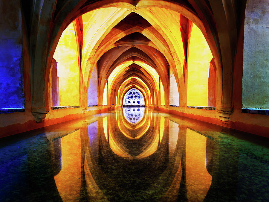 Reflections of Serenity, The Alcazar Baths in Seville Photograph by John Wright Reflections of Serenity, The Alcazar Baths in Seville Photograph by John Wright