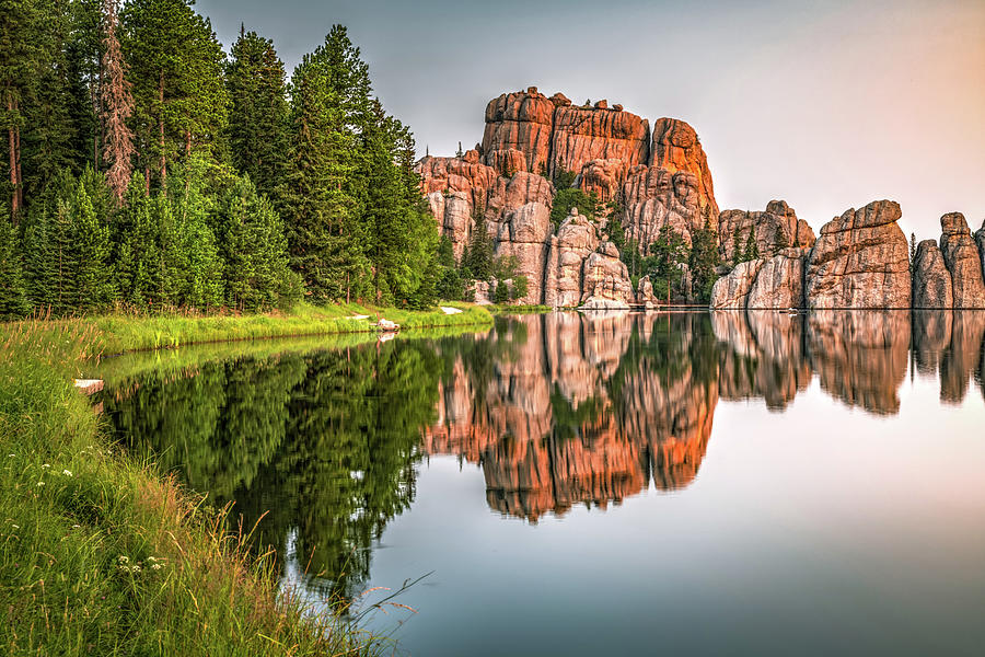Reflections Of Sylvan Lake Rocks - Custer State Park Photograph by Gregory Ballos