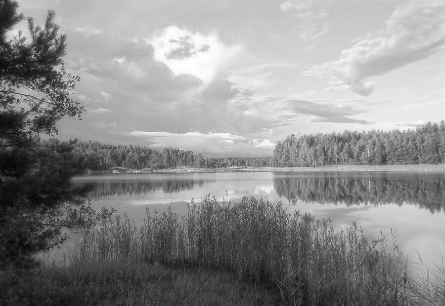 Black And White Photograph - Reflections Of The Islands On The Water by Johanna Hurmerinta