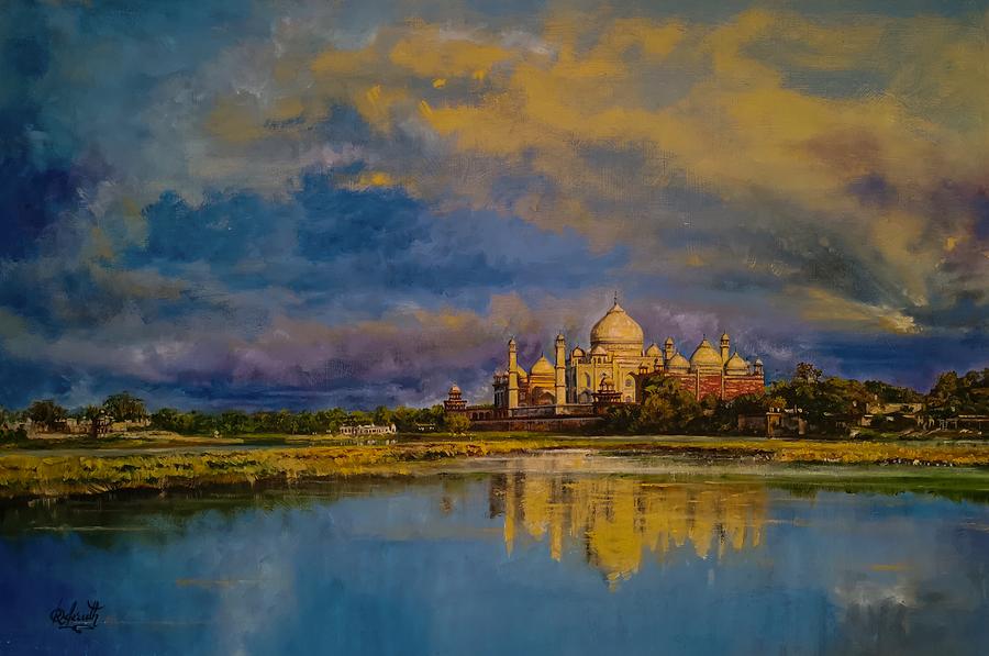 Reflections of the Taj, India Painting by Raouf Oderuth