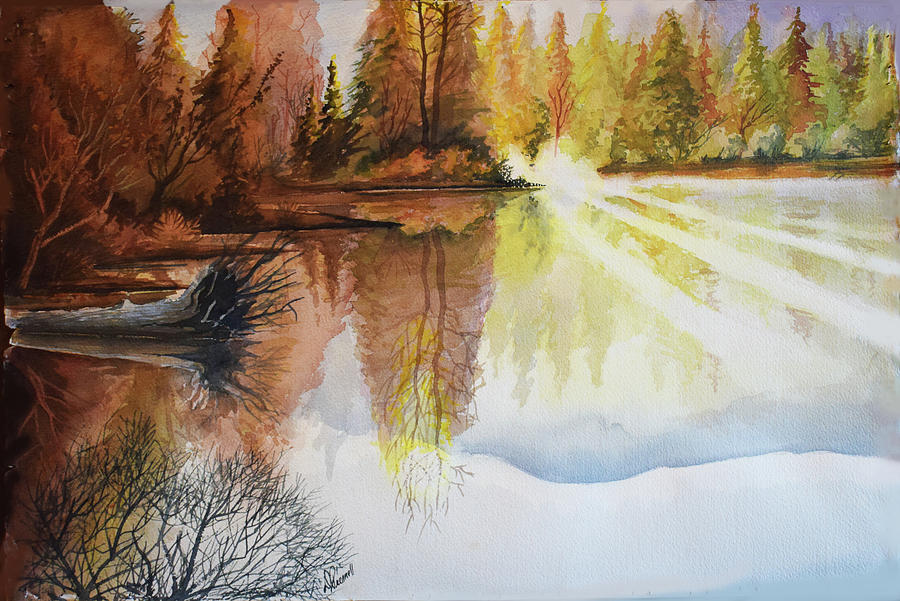 Reflections on Red Fish Lake Painting by Donald Presnell