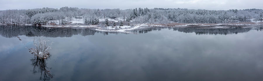 Winter Photograph - Reflections on the Saco by David Bishop