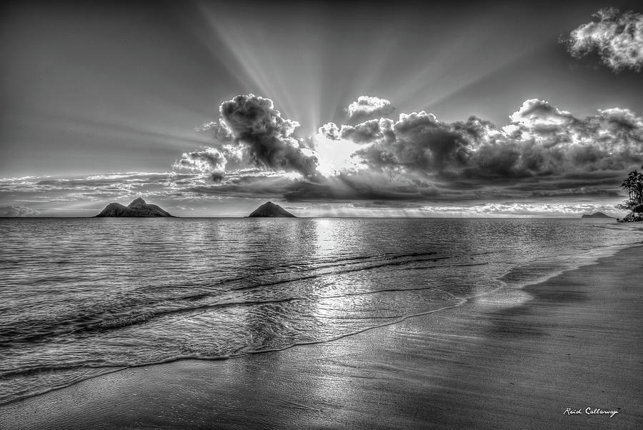 Reflective Light Lanikai Beach Sunrise Oahu Hawaii Collection Art Photograph by Reid Callaway