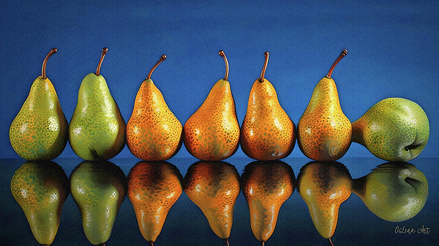 Reflective Pears - A Still Life Symphony Digital Art by OLena Art by Lena Owens - Vibrant DESIGN