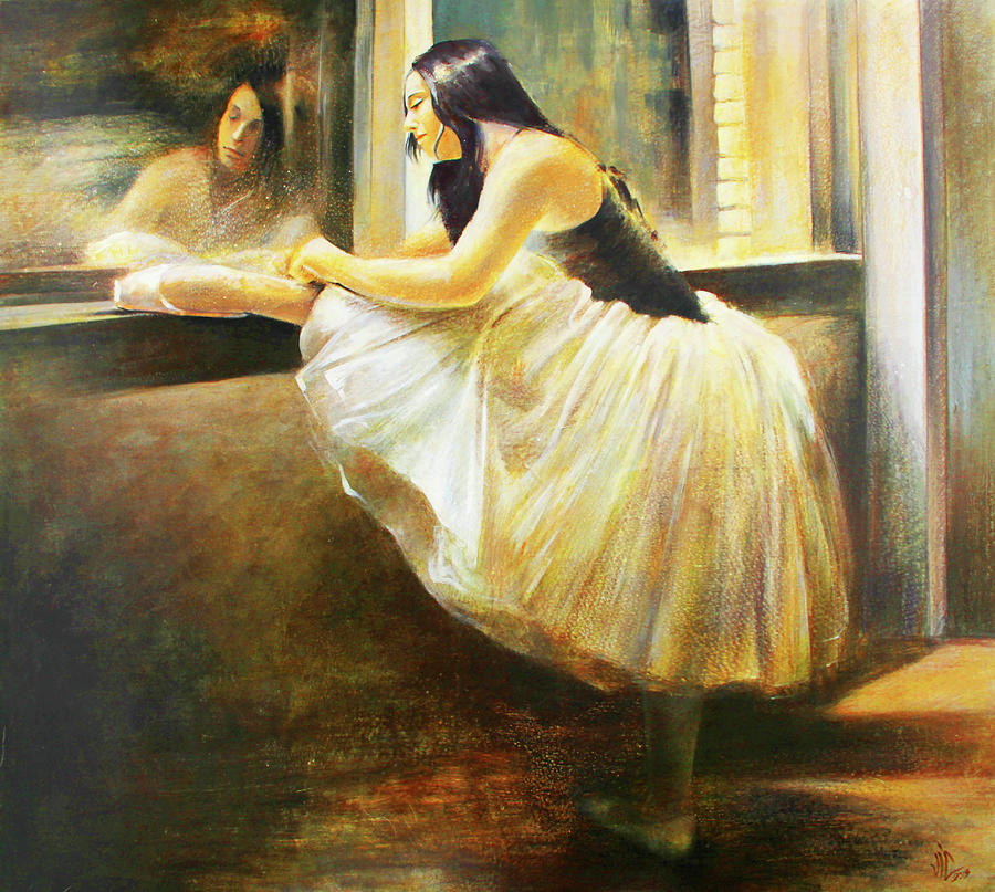 Reflexion.ballet dancer in White Tutu painting dance art Painting by Vali Irina Ciobanu