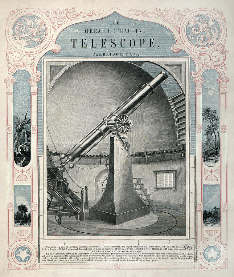 REFRACTING TELESCOPE, c1856 Drawing by Granger