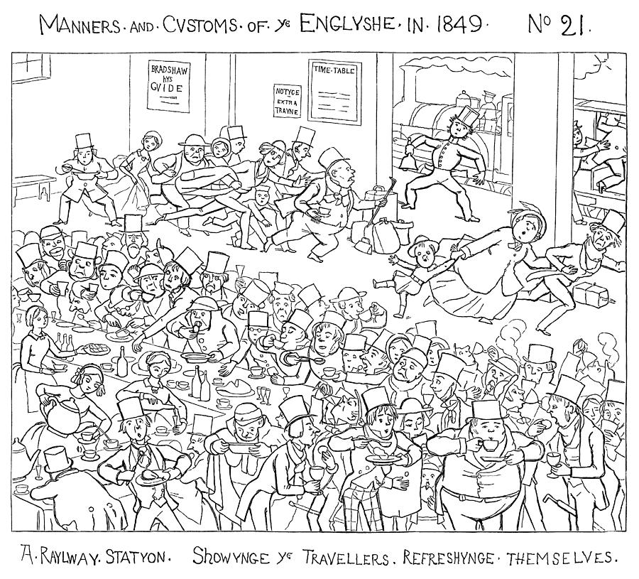 Refreshments at the railway station Drawing by Whitemay