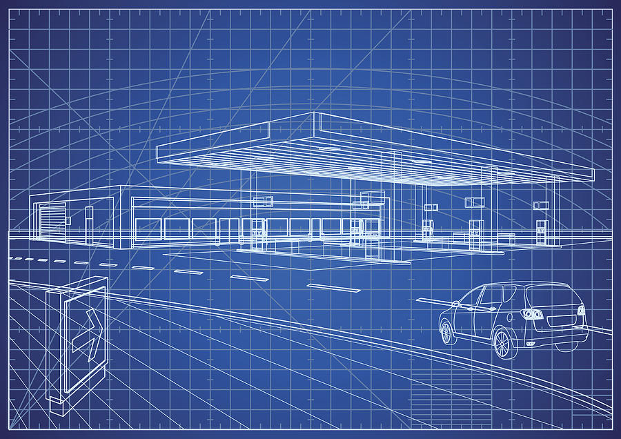Refueling Station Blueprint Drawing by Youst