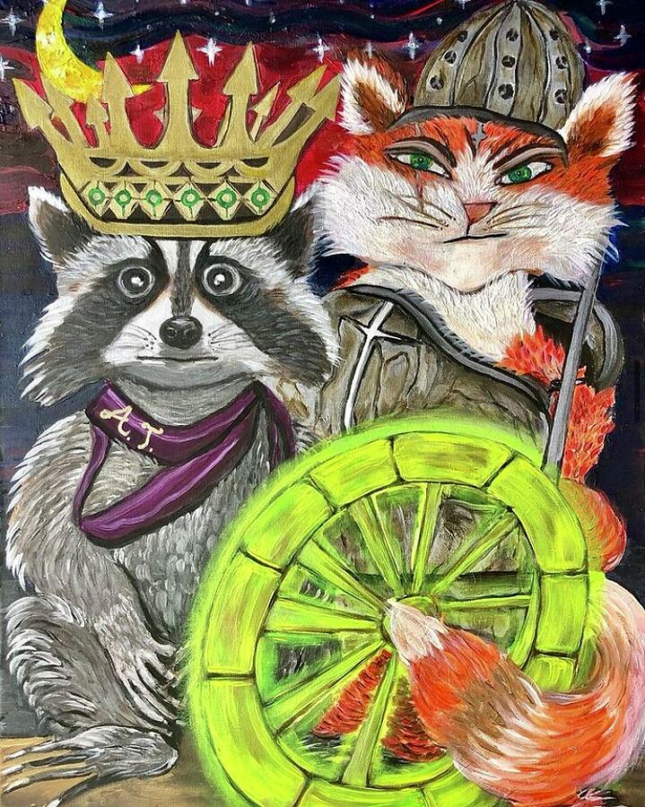 Regal Companions - The Acrylic Art Crowned Duo Painting by Evjenia Psarris Regal Companions - The Acrylic Art Crowned Duo Painting by Evjenia Psarris