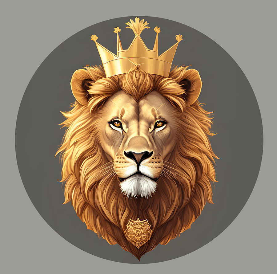 Regal Lion with Crown no.2 Digital Art by Donald Lawrence - Fine Art ...