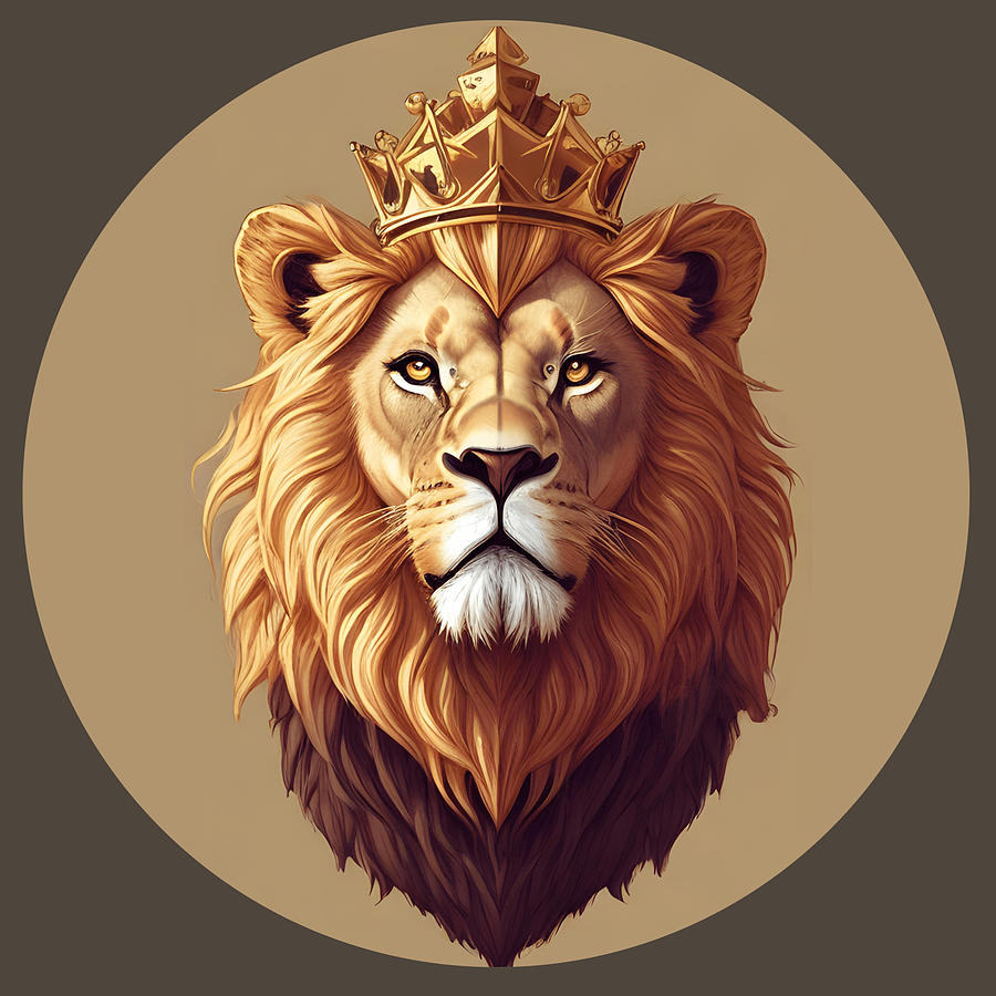 Regal Lion with Crown no.3 Digital Art by Donald Lawrence - Fine Art ...