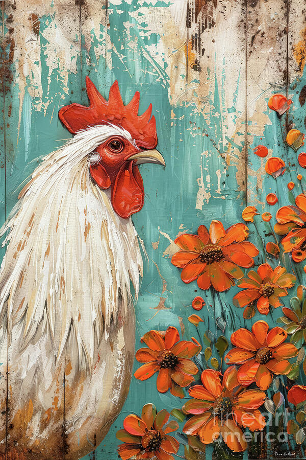 Rooster Painting - Reginald The Rooster 2 by Tina LeCour