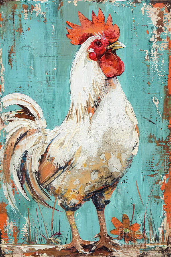 Reginald The Rooster Painting by Tina LeCour