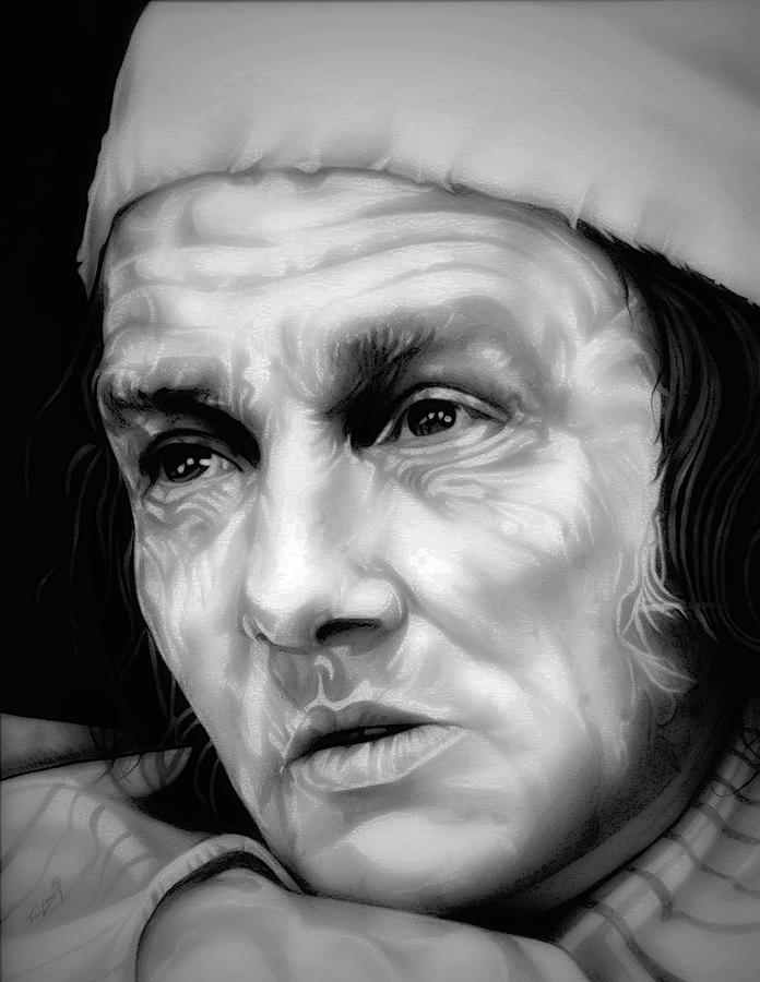 Regret - Scrooge - Albert Finney - BW Edition Drawing by Fred Larucci