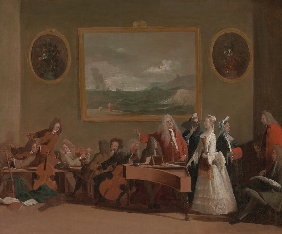 Rehearsal of an Opera, circa 1709 Painting by Marco Ricci