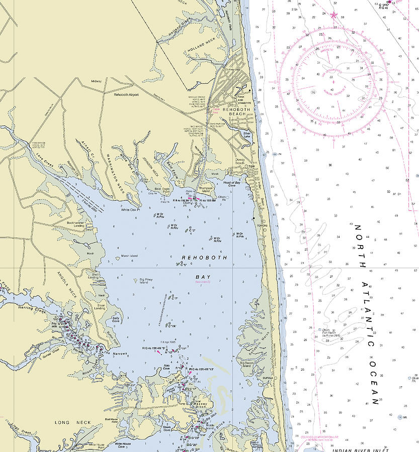 Rehoboth Bay Delaware Nautical Chart Digital Art by Bret Johnstad Pixels