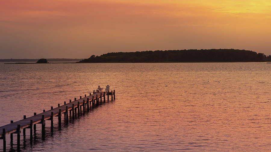 Rehoboth Bay Sunset and Pier Photograph by Jason Fink