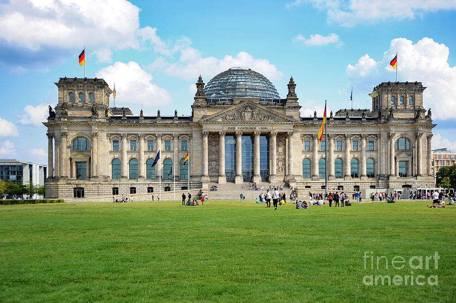 Reichstag Building in Berlin viewed from the lawn in front.  Photograph by Gunther Allen