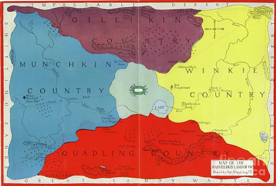 Reilly and Lee - L Frank Baum - Map of the Marvelous Land of Oz Drawn by Prof. Wogglebug T.E. - 1920 Digital Art by Vintage Map Reilly and Lee - L Frank Baum - Map of the Marvelous Land of Oz Drawn by Prof. Wogglebug T.E. - 1920 Digital Art by Vintage Map