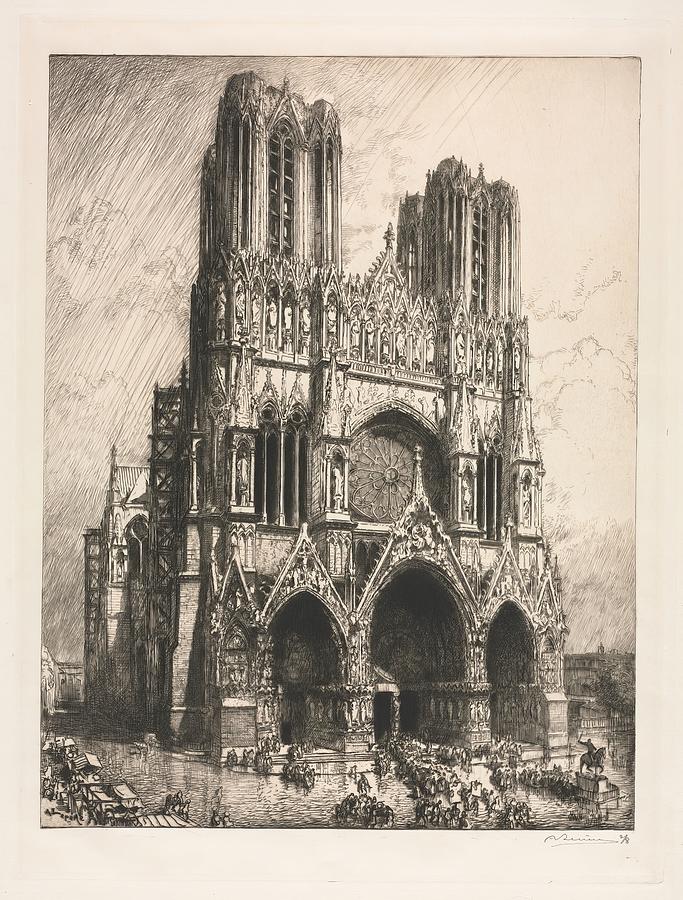 Reims Cathedral 1911 Auguste Louis Lepere French 1849-1918 Painting by ...