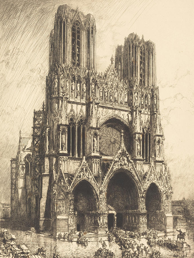 Reims Cathedral Drawing by Auguste Lepere - Fine Art America