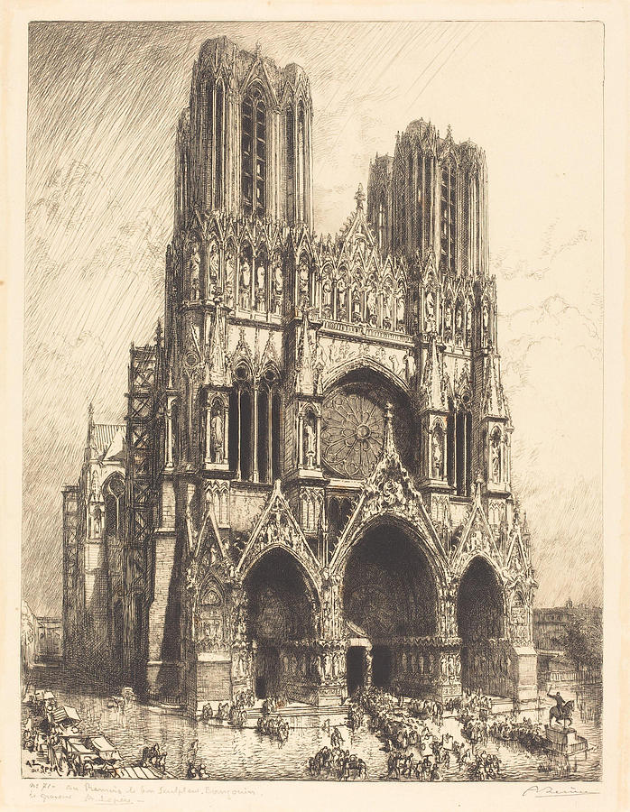 Reims Cathedral Cathedrale de Reims Painting by Auguste Louis Lep re ...