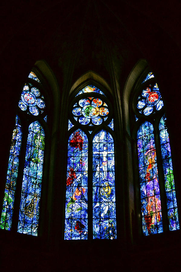 Reims Cathedral Chagall Windows 2 Photograph by Nadalyn Larsen