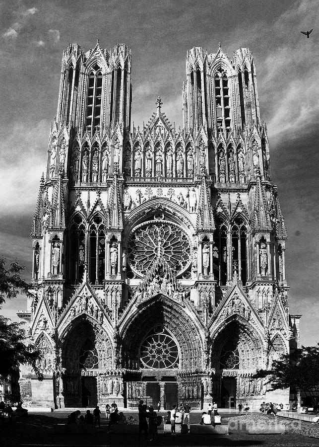 Reims Cathedral France bw Photograph by Rudi Prott